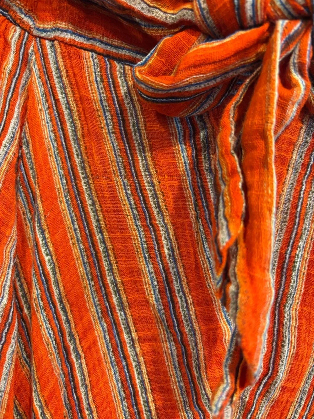 Free People Orange Striped High waisted Ruffle bottom Skirt - Picture 5 of 7